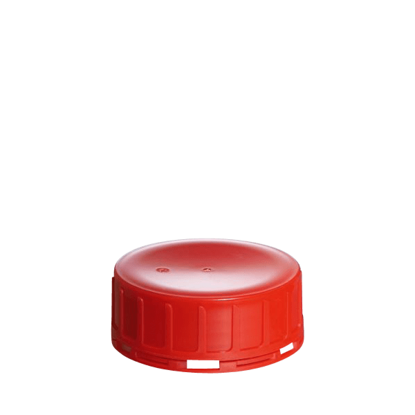 The image shows a Menshen PP Threaded Closure 80 Chemical Closure, a plastic cap designed for sealing chemical containers. The closure is cylindrical with a threaded exterior, allowing it to be securely screwed onto a container. The cap is primarily white with a smooth, slightly domed top and ribbed sides for easier grip and handling.