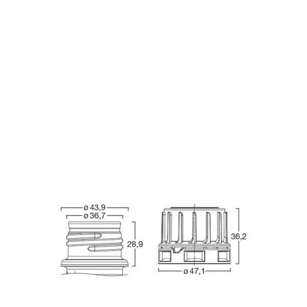The image shows a Menshen PP Threaded Closure 38 Chemical Closure. It is a round, white plastic cap designed for sealing containers. The cap features a textured grip around its edge and threading on the inner side for secure attachment to a bottle or container. The top surface of the closure is flat with a slight indentation in the center.