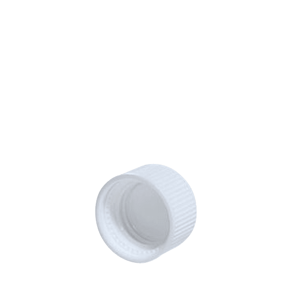The image shows a Menshen PP Threaded Closure 28/410 Screw Closure. It is a white plastic screw cap with a smooth, cylindrical shape and ridges around the bottom edge for grip. The top surface is flat and plain, while the threads on the inside are designed to fit a compatible container. This closure is typically used for bottles and containers requiring a secure seal.