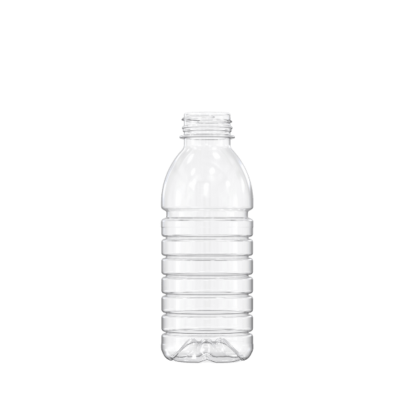 The image shows a Resilux 16.9oz PET Bottle. The bottle is made of clear plastic, has a cylindrical shape, and features a smooth surface. It has a narrow neck with a screw-on cap at the top. The bottle is empty and stands upright against a plain white background.