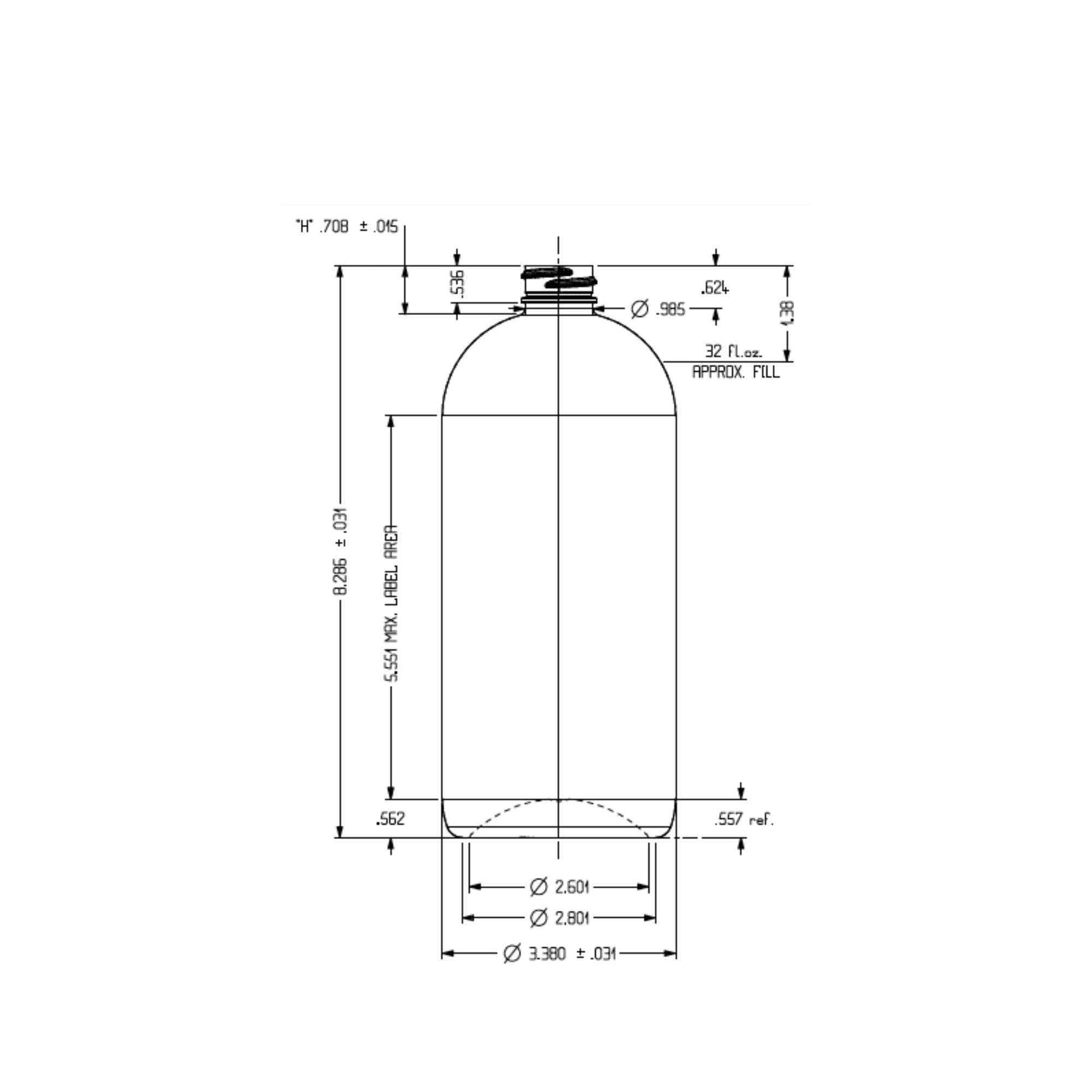32oz 28-400 Cosmo PET Round Bottle