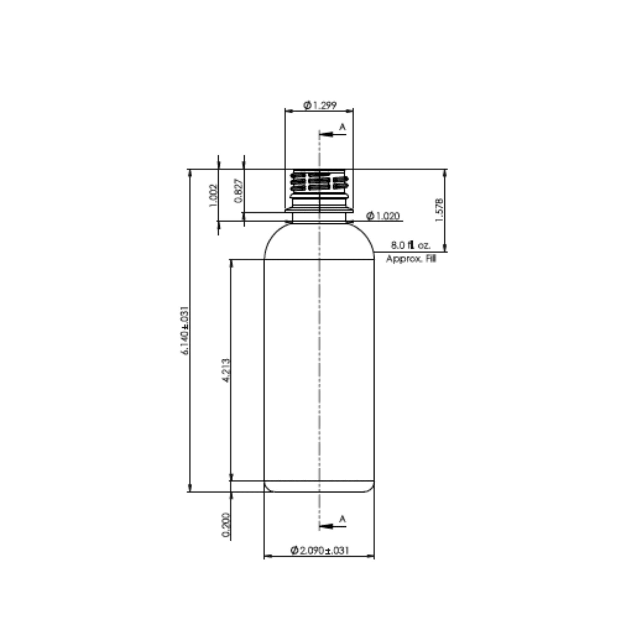 8oz 28-PCO PET Round Bottle