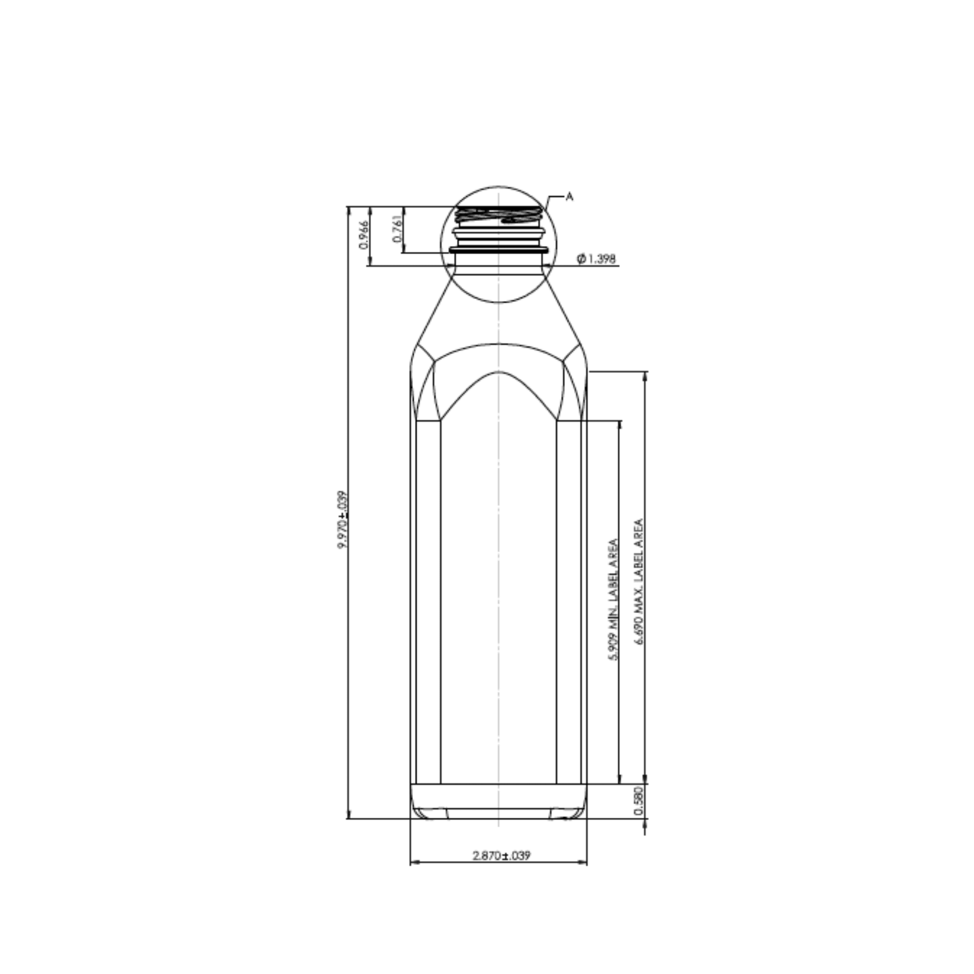 32oz 38-DBJ PET Square Bottle