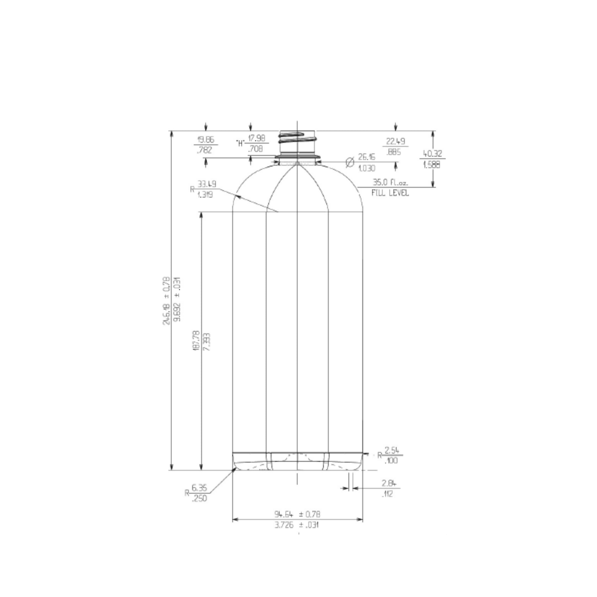 35oz 28-410 PET Round Bottle
