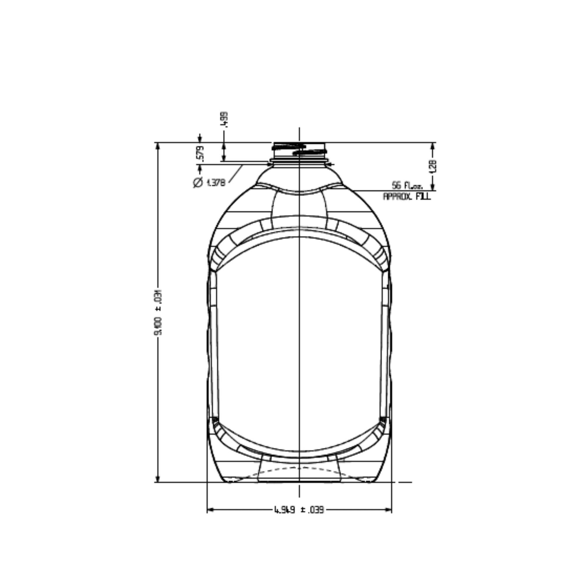 56oz 38-400 PET Oval Bottle
