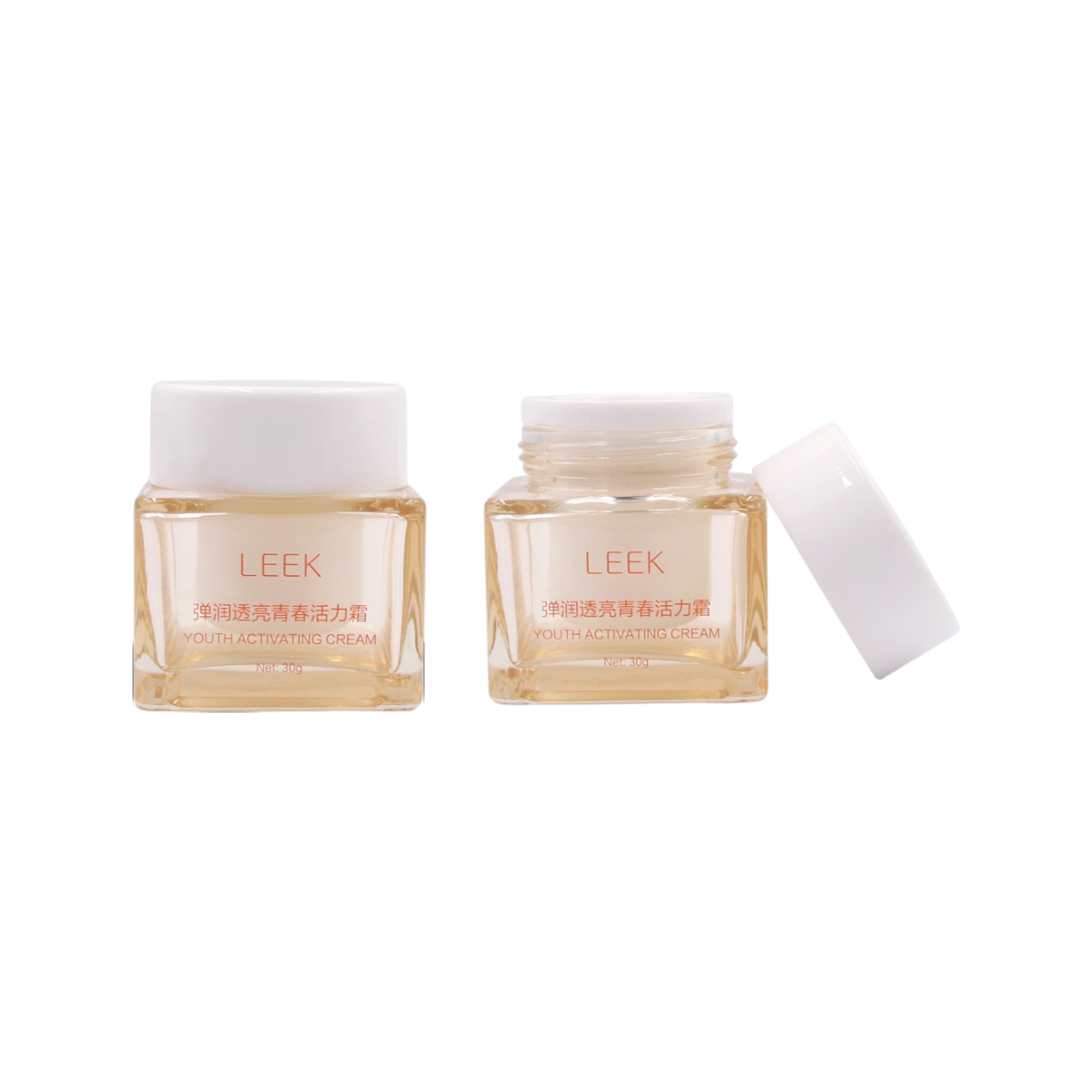 Refillable 1oz Glass Square Jar with Straight Sided Closure