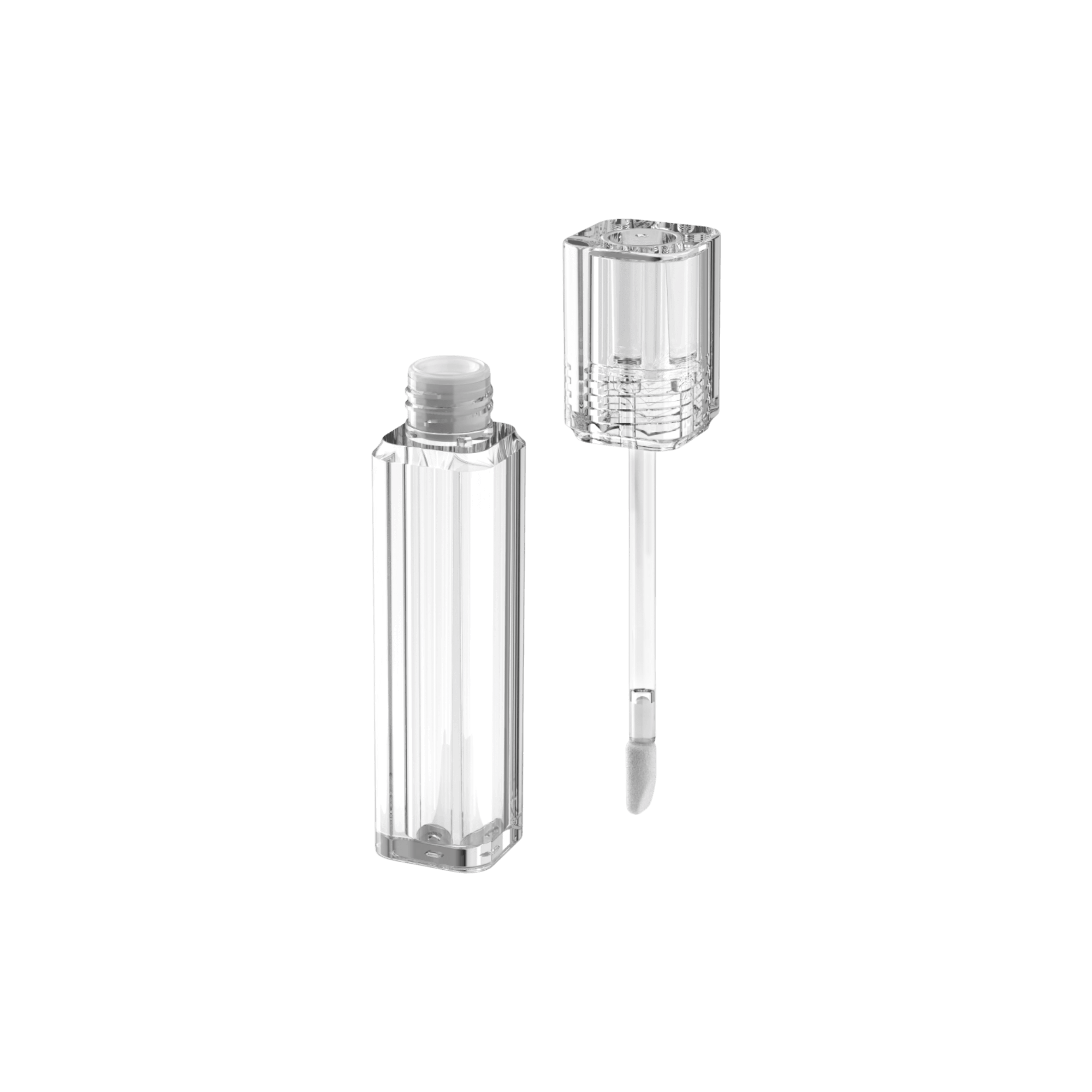 0.1oz PETG Rectangular Tube with Wand Applicator for Lip Gloss, Lip Oil, Eyebrow Gel, Concealer, or Mascara