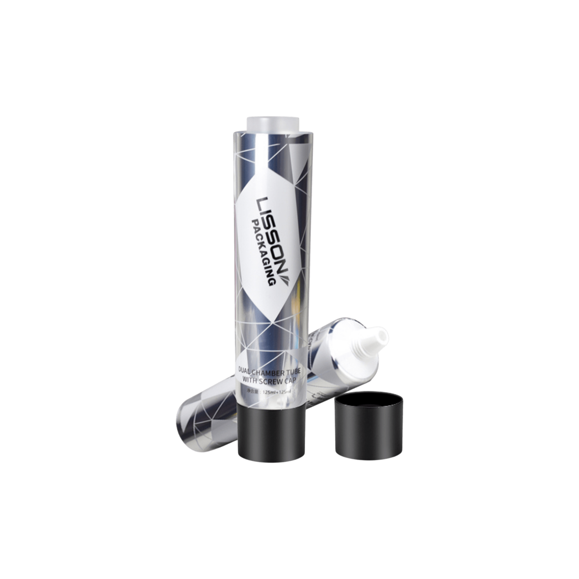 50mm 8.5oz Dual Chamber PE Tube with Screw On Cap