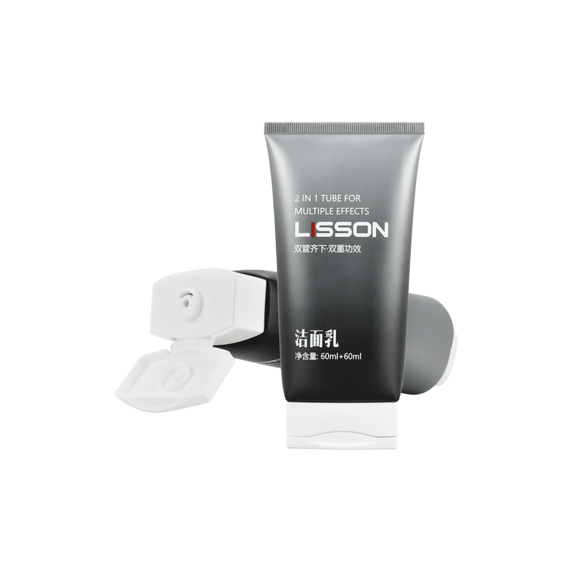 50mm 4.1-10.1oz Dual Chamber PE Tube with Flip Top Cap 