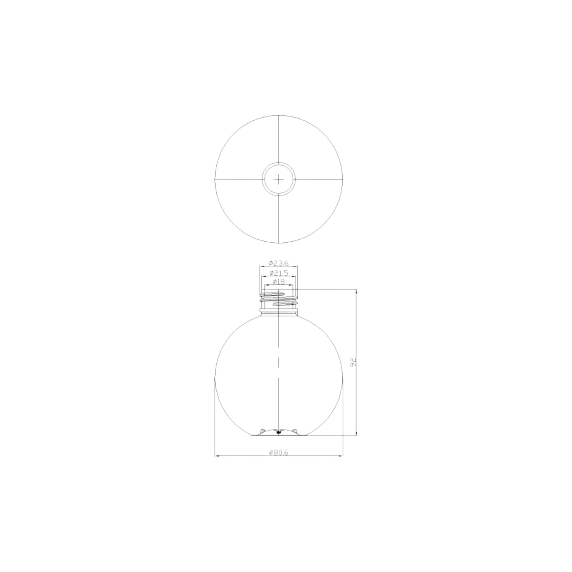 8.1oz 24-400 PET Spherical Bottle