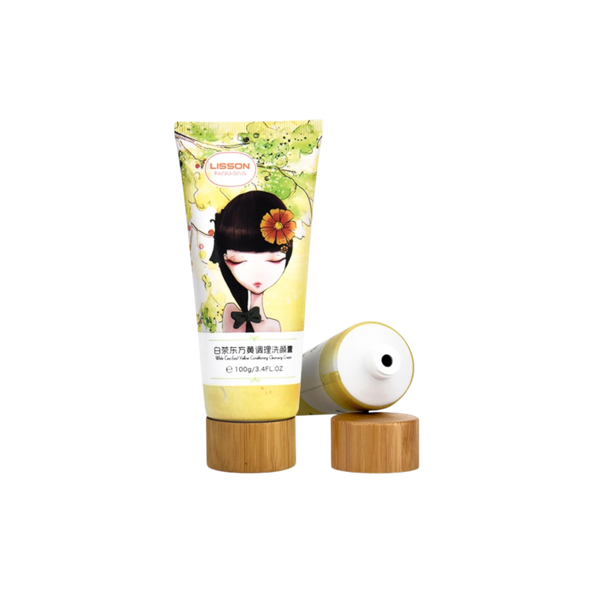 40mm 3.4-4.7oz PE Tube with Bamboo Screw On Cap