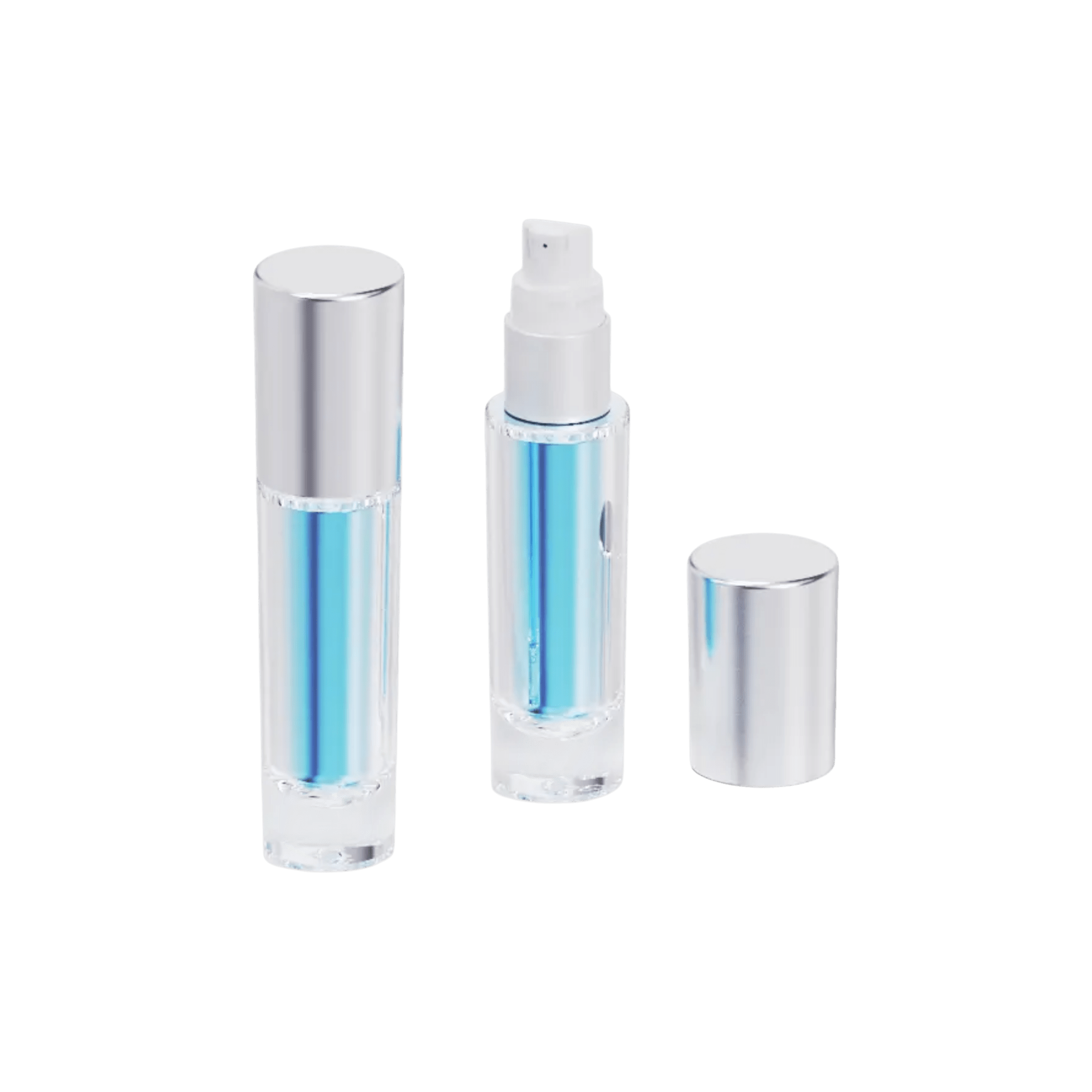 0.5oz/15ml 18-415 SAN Double-Wall Cylinder Bottle with Serum Pump and Metallic Flush Overcap