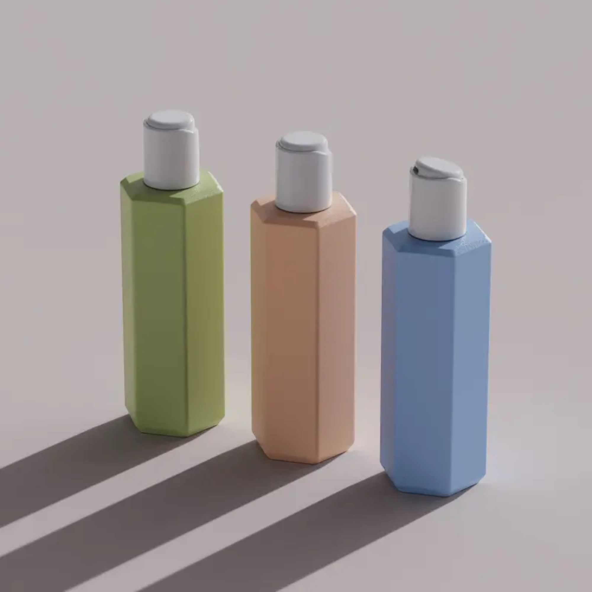 10.1oz/300ml 22-410 PE Hexagonal Bottle with Disc Top Cap 5