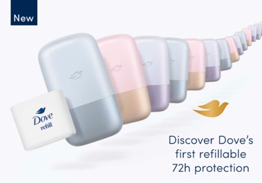 Dove refillable antiperspirant reusable case and refill pods