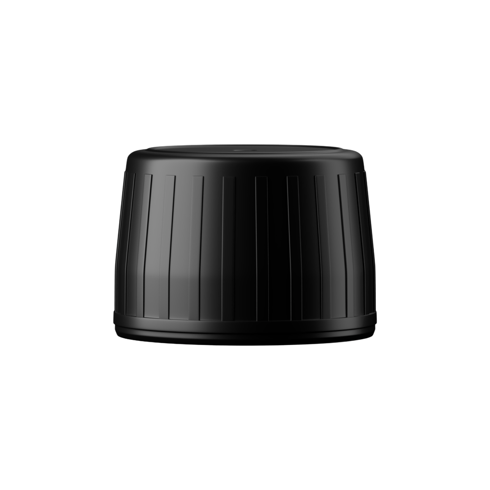 28mm Tamper-Evident Ribbed Black PP Screw Cap with Violet Inlay