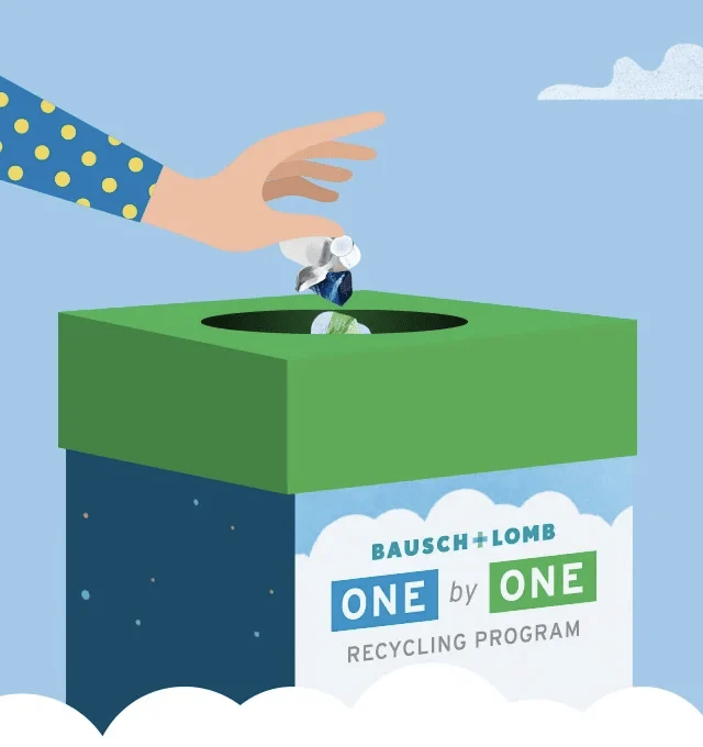 Bausch and Lomb contact lens cases and solution bottles accepted in ONE by ONE recycling program