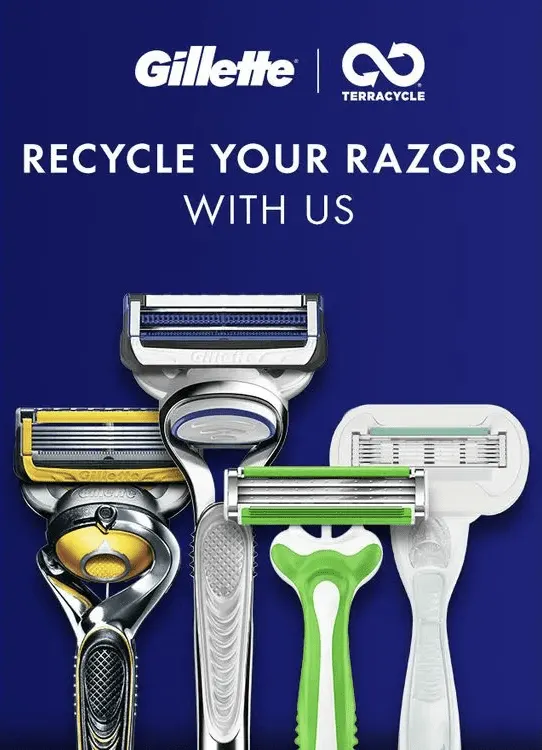 Gillette razors and blade cartridges from any brand accepted in universal razor recycling program