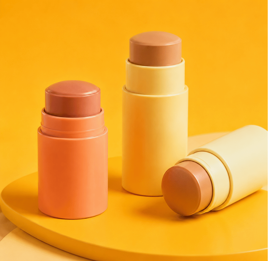 Cosmetic stick packaging for deodorant, balm and solid formulations