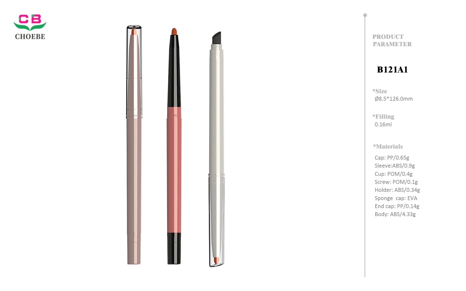 0.16g ABS Dual-Ended Twist-Up Liner Pencil with 3.5mm Bullet and Sponge Applicator 3