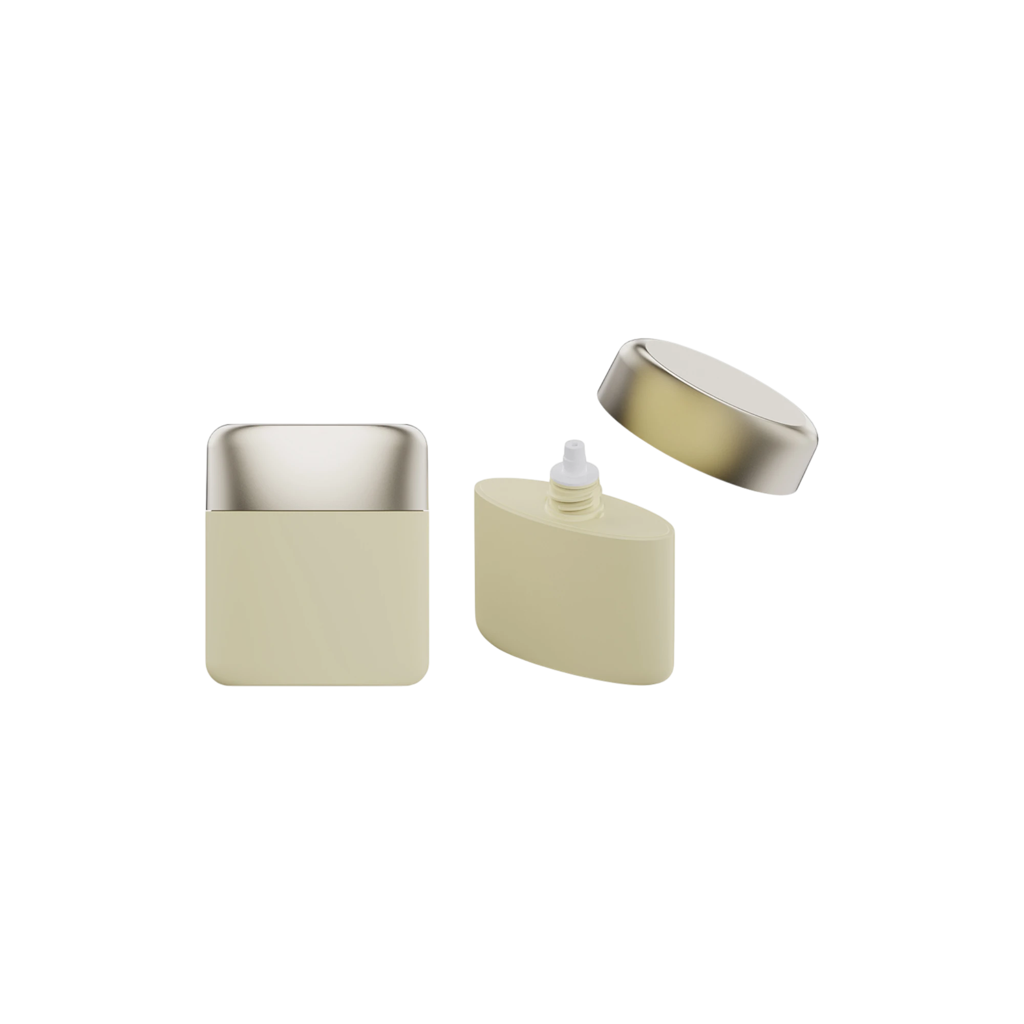 1.7oz / 50ml PP Oval Tottle with Integrated Dropper Nozzle and Metallized PP Cap