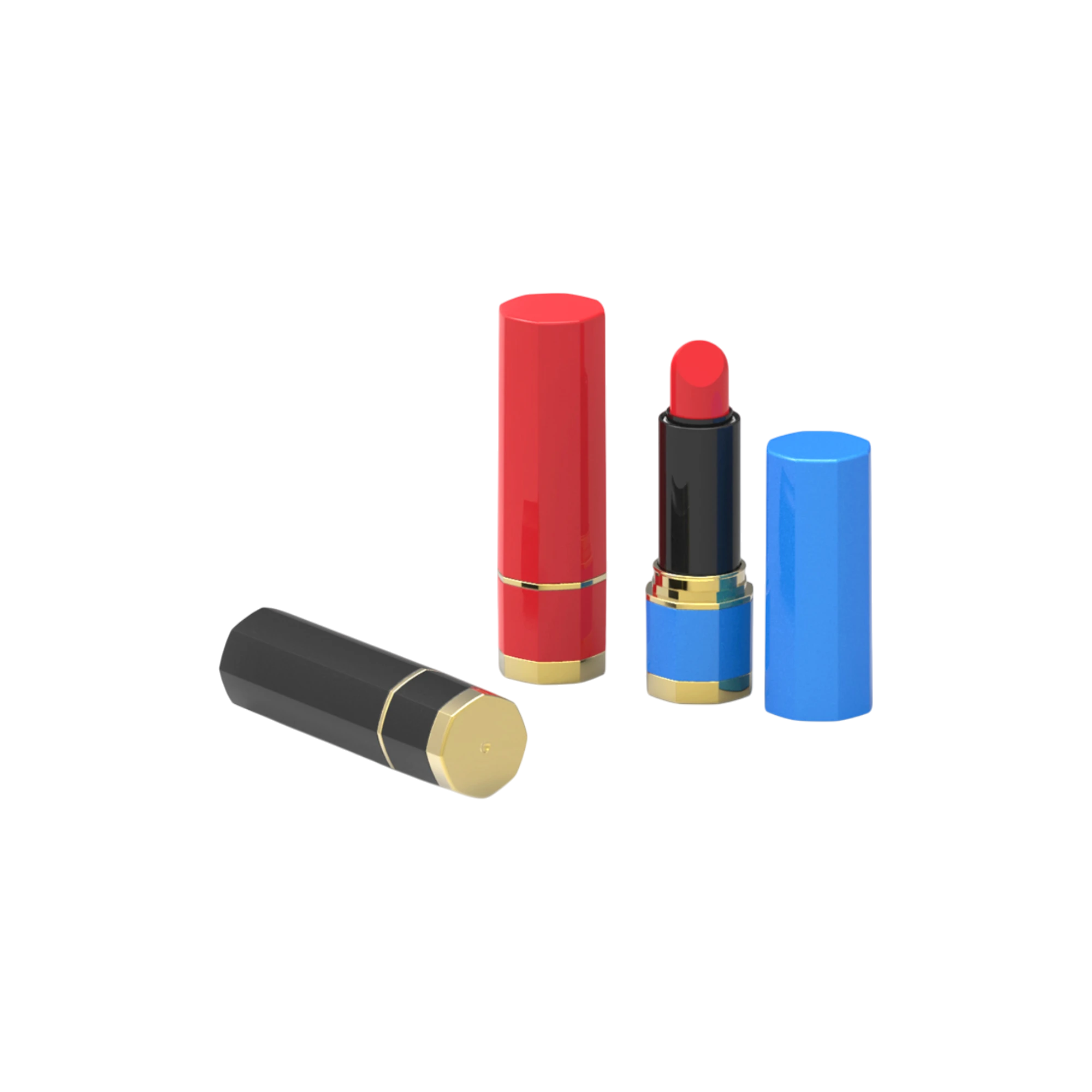 4.5g ABS Octagonal Lipstick Tube with Gold Collar and 12.1mm POM Bullet Cup