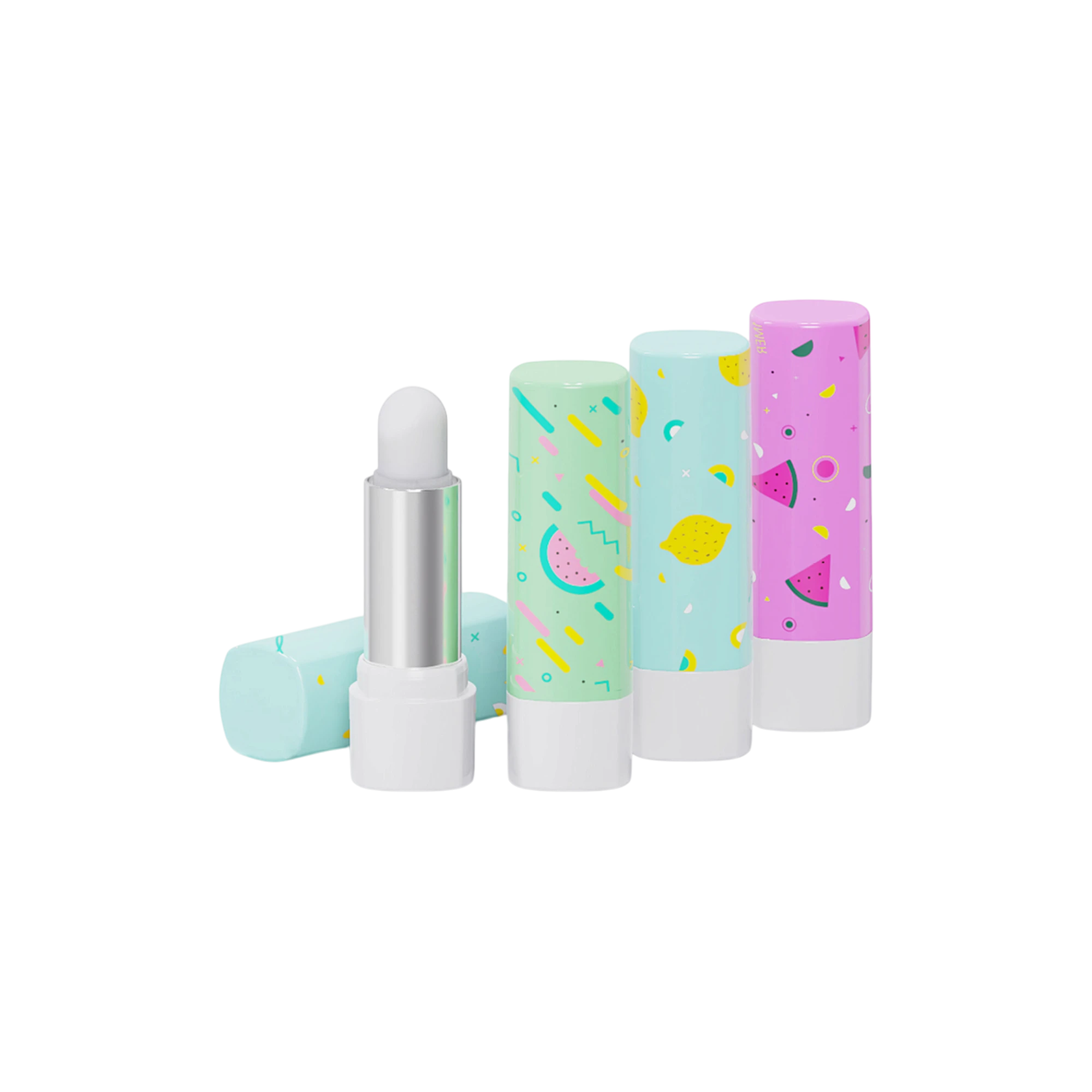 4.5g ABS Square Lip Balm Stick Tube with Printed Cap and 12.1mm PP Bullet Cup