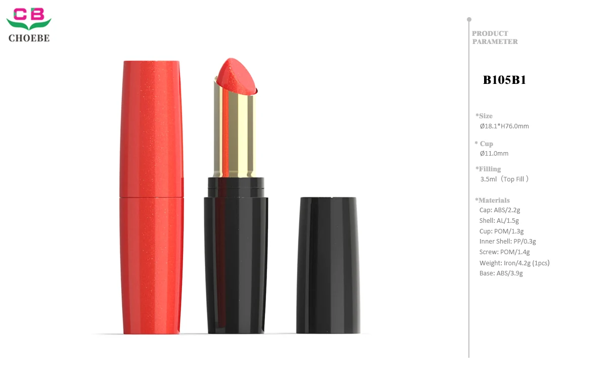3.5g ABS Slim Iron-Weighted Cylinder Lipstick Tube with Aluminum Shell and 11mm POM Bullet Cup 3