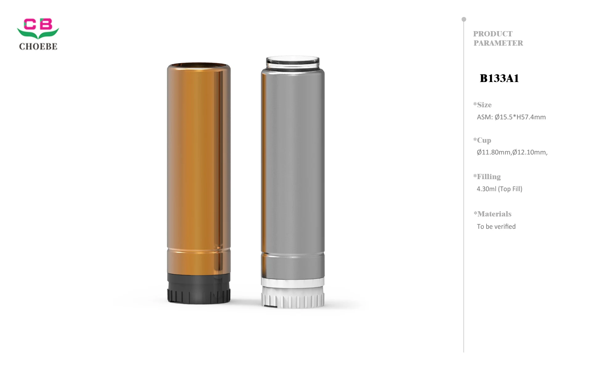 4.3g ABS Cylinder Lipstick Tube with 12.1mm PETG Bullet Cup 3