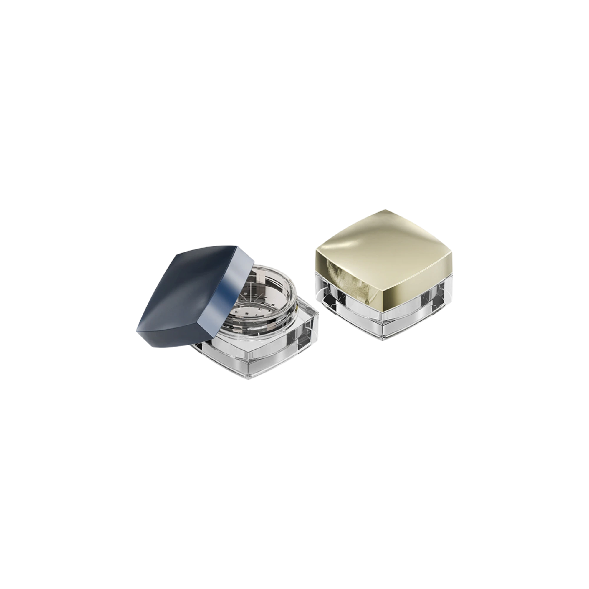 20.5g PETG Square Thick-Wall Loose Powder Sifter Jar with Flush Screw Cap & PP Sifter Insert