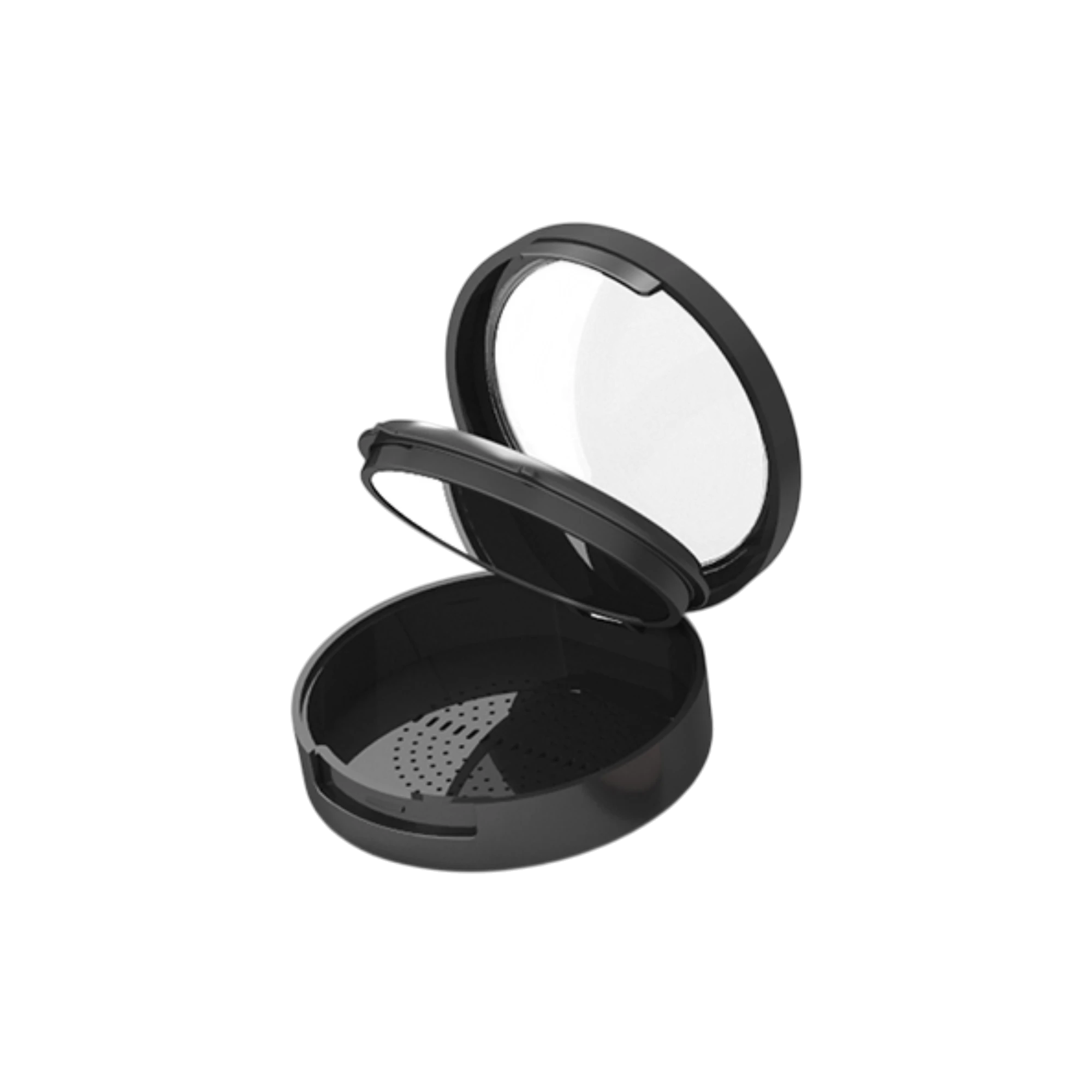 10.2g Two-Tier Single-Pan Round ABS & SAN Powder Compact with Clear Window Lid & Applicator Well