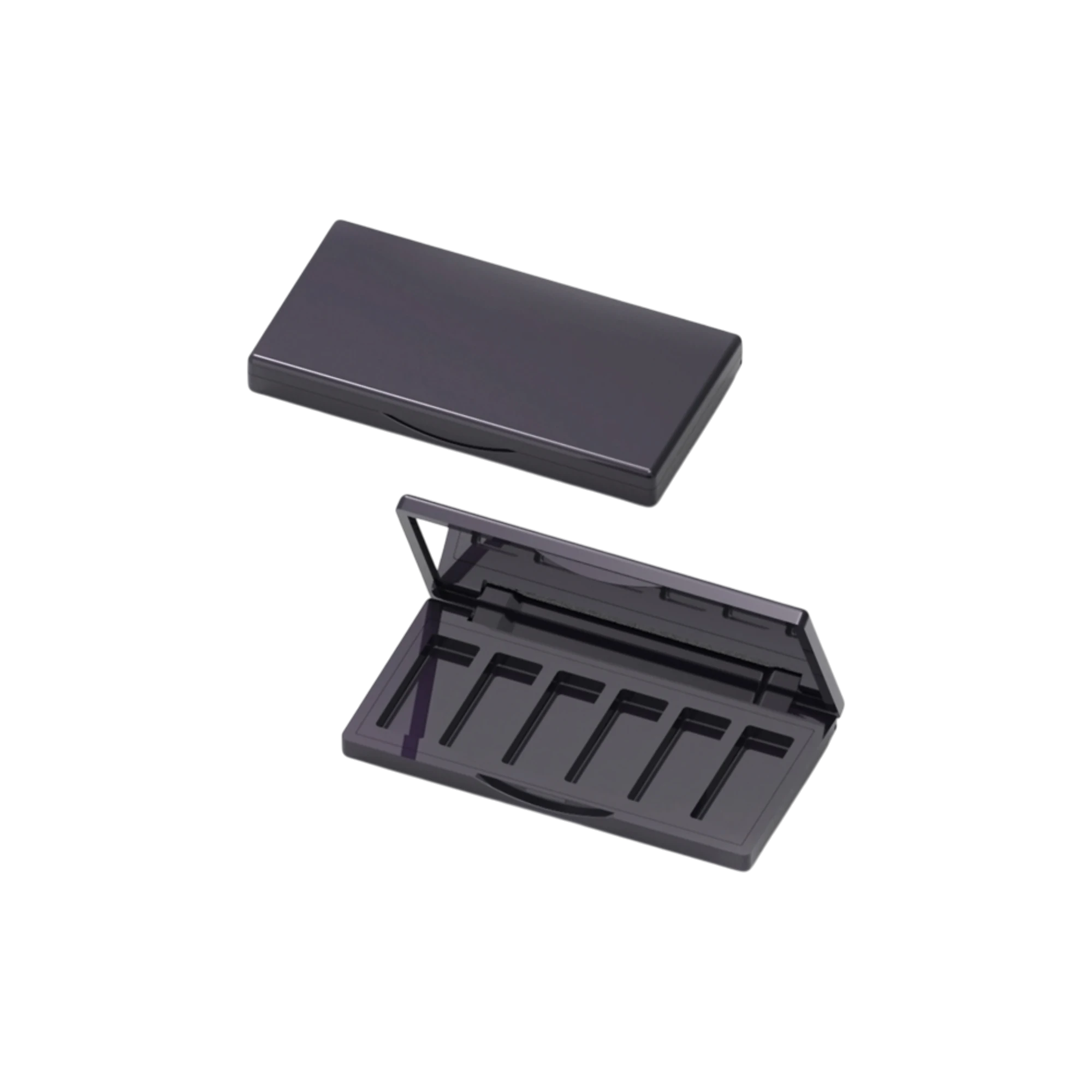 6g 6-Pan Rectangular ABS Eyeshadow Palette with Rectangular Wells, Mirror & Clasp Closure