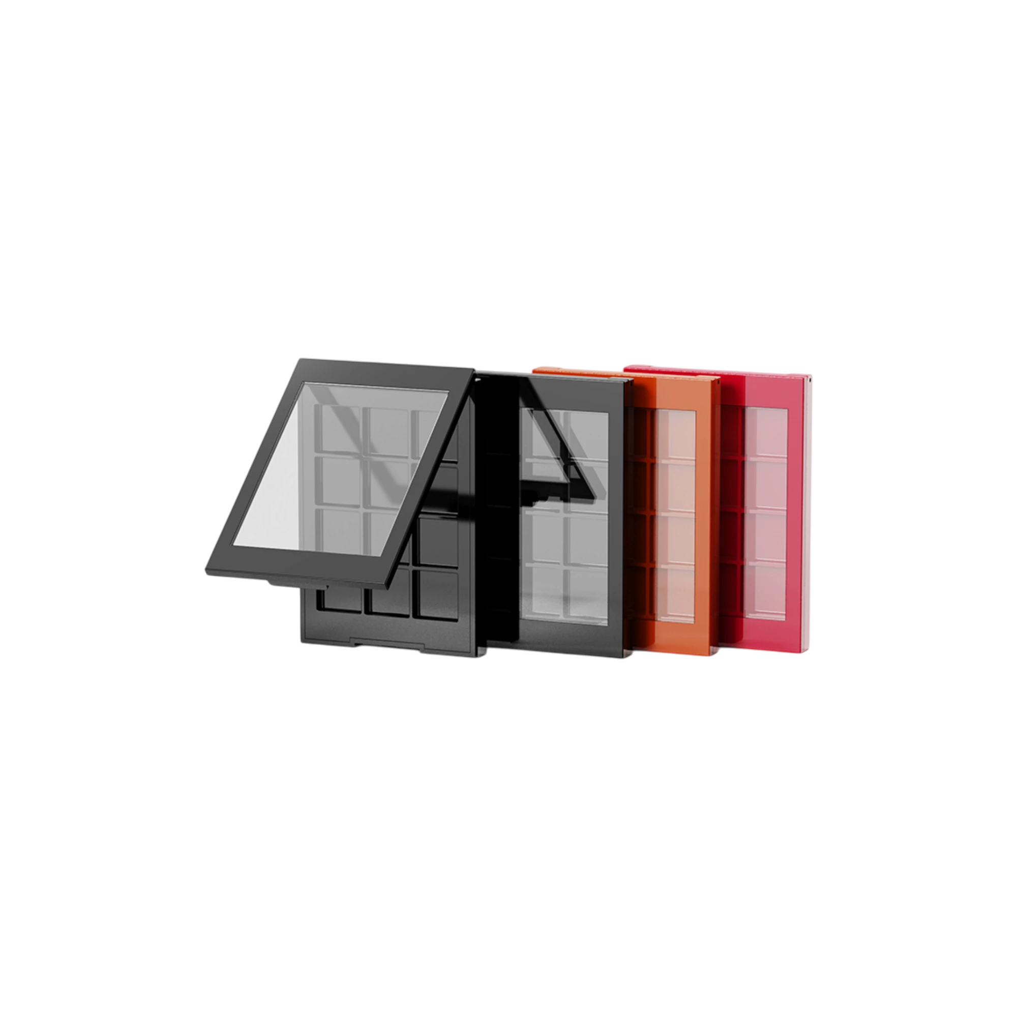 9.6g 12-Pan Rectangular ABS & SAN Eyeshadow Palette with Square Wells, Clasp Closure & Clear Window Lid