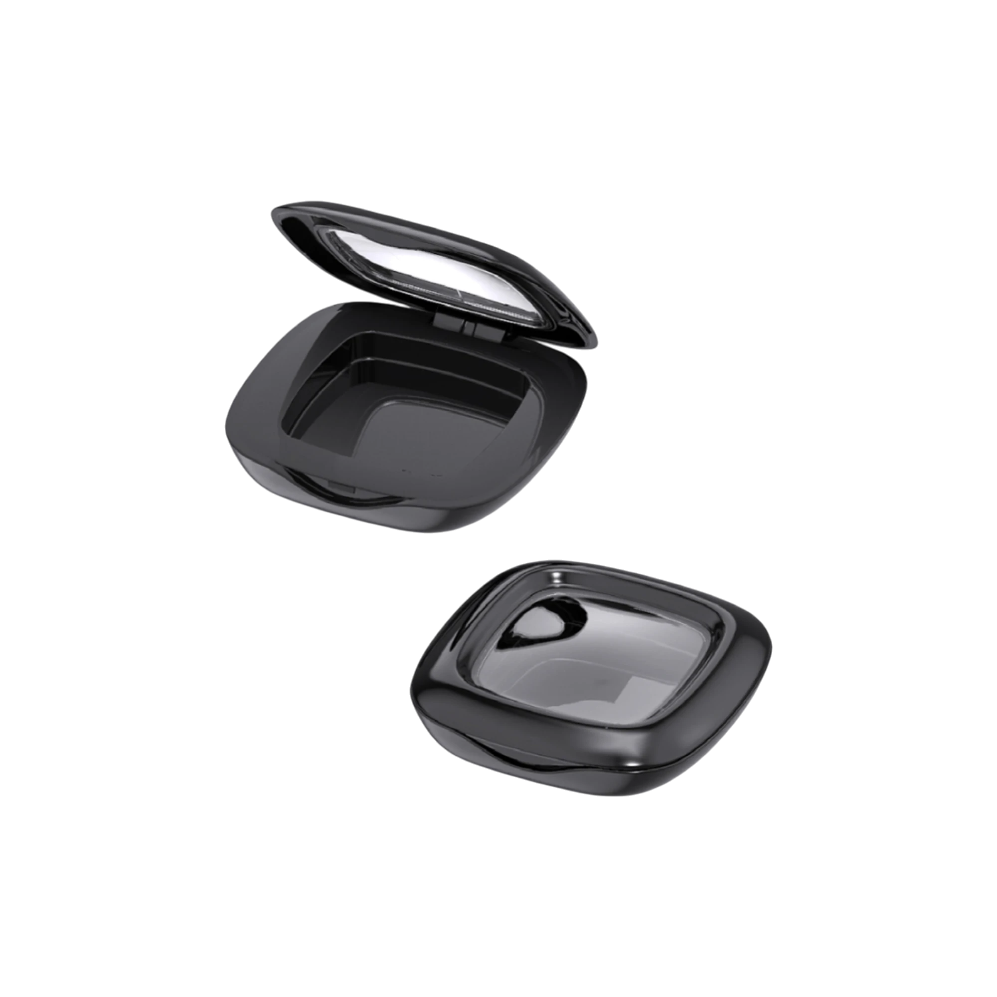 2.7g Deep Single-Pan Square ABS & SAN Bronzer Compact with Clasp & Clear Window Lid