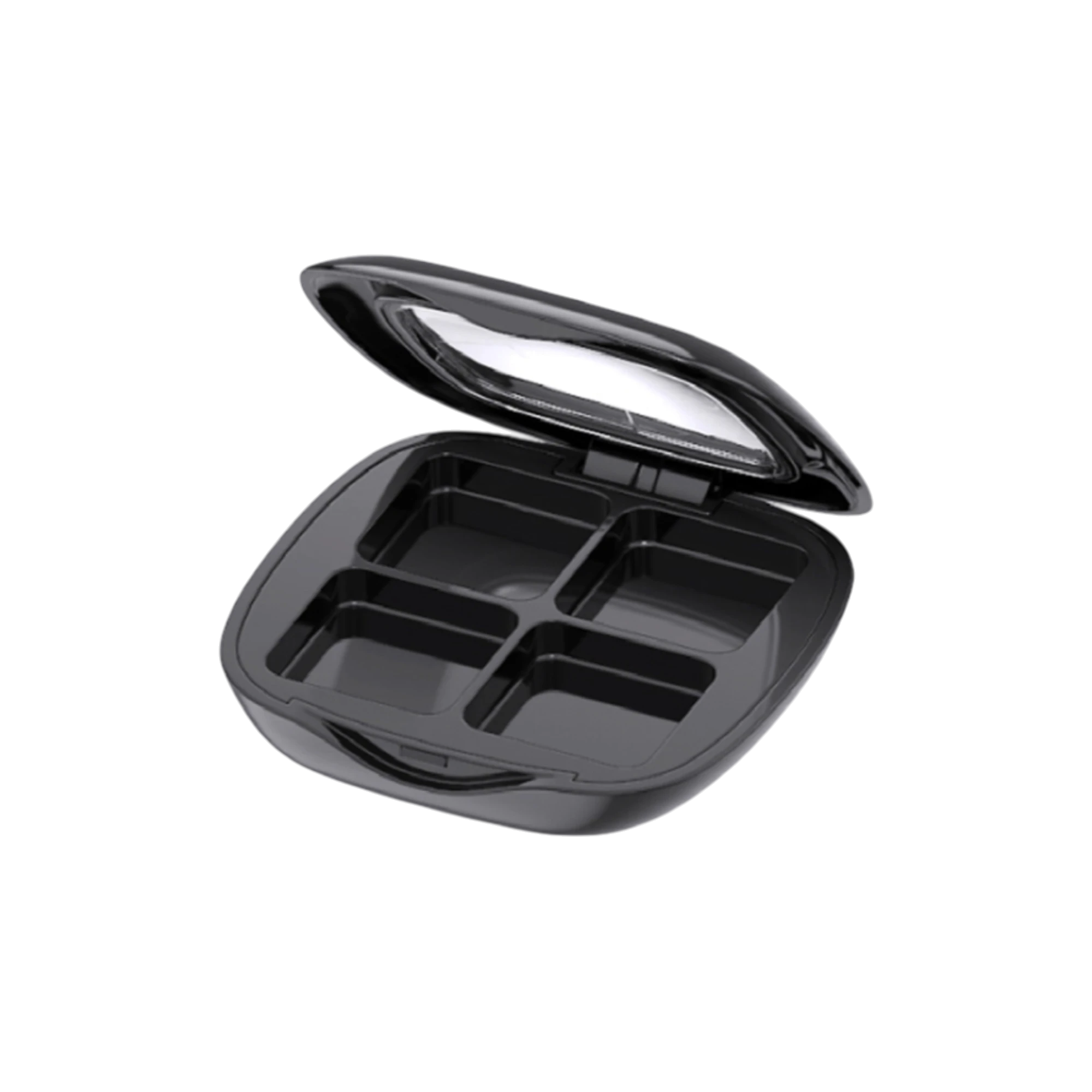 2g 4-Pan Square ABS & SAN Eyeshadow Palette with Square Wells, Clasp & Clear Window Lid