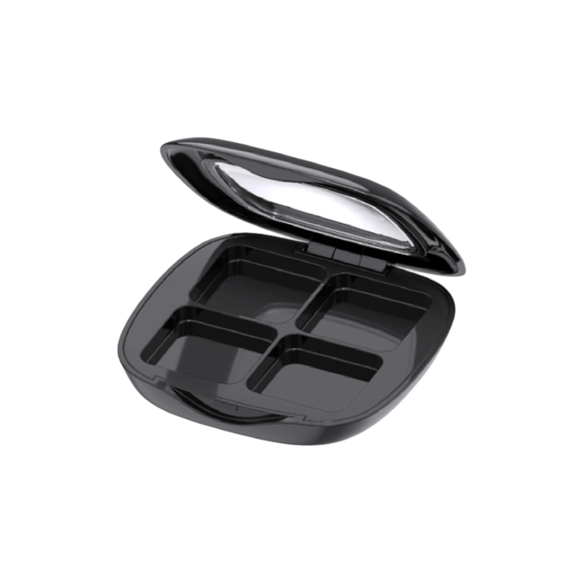 3.2g 4-Pan Square ABS & SAN Eyeshadow Palette with Square Wells, Clasp & Clear Window Lid
