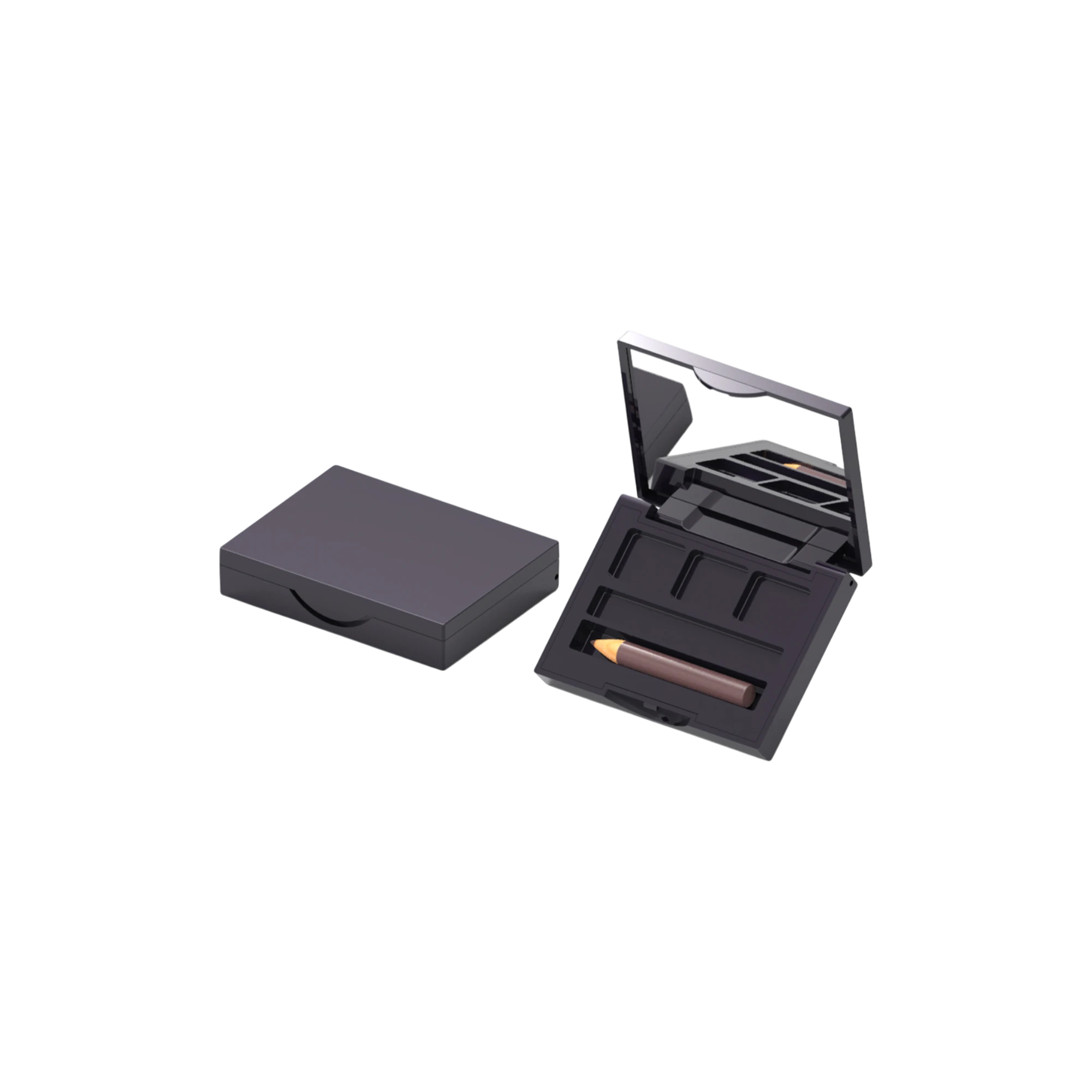 5.2g 4-Pan Rectangular ABS Eyeshadow Palette with Rectangular Wells, Mirror, Clasp & Applicator Well