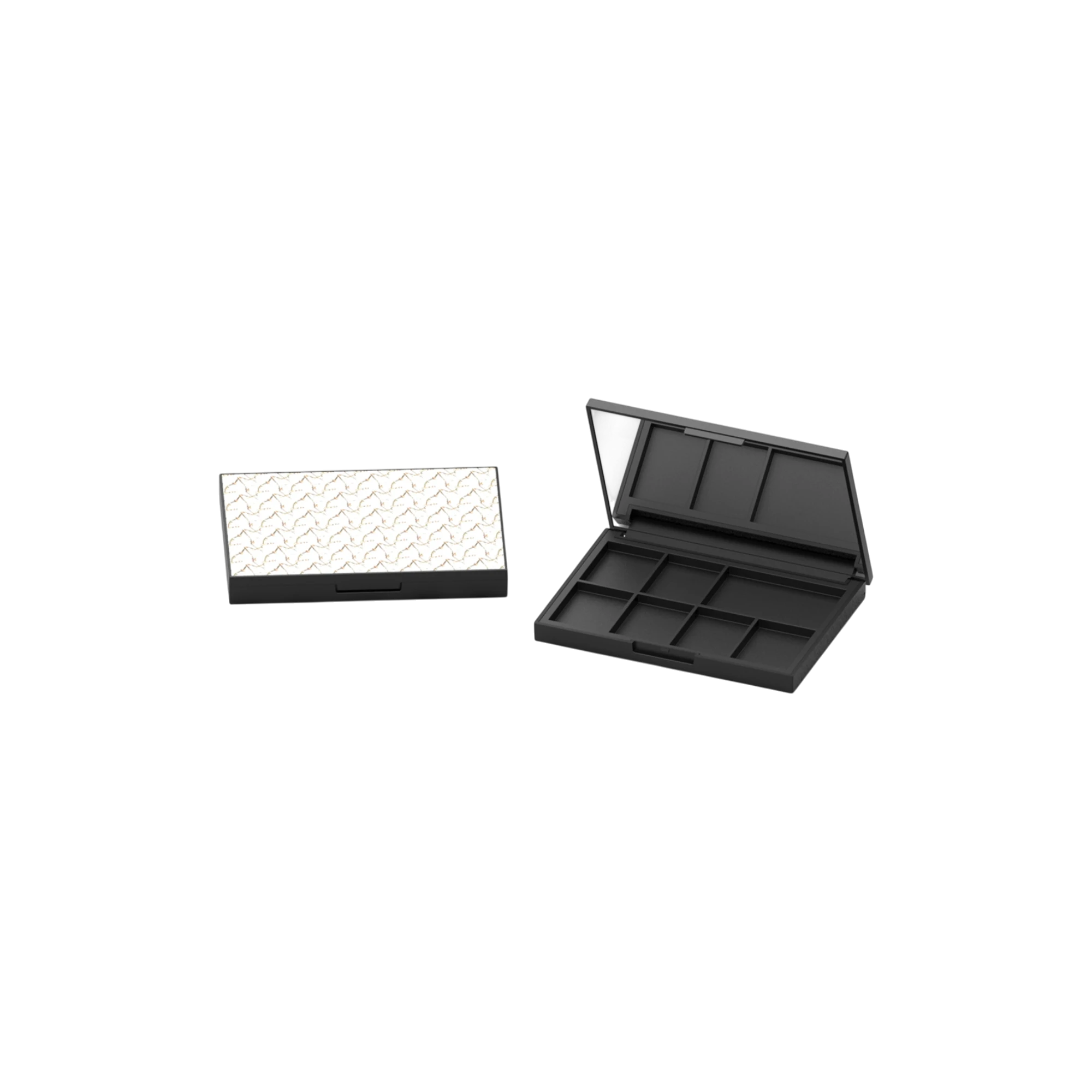 33.2g 7-Pan Rectangular ABS & PMMA Eyeshadow Palette with Rectangular Wells, Mirror & Clasp