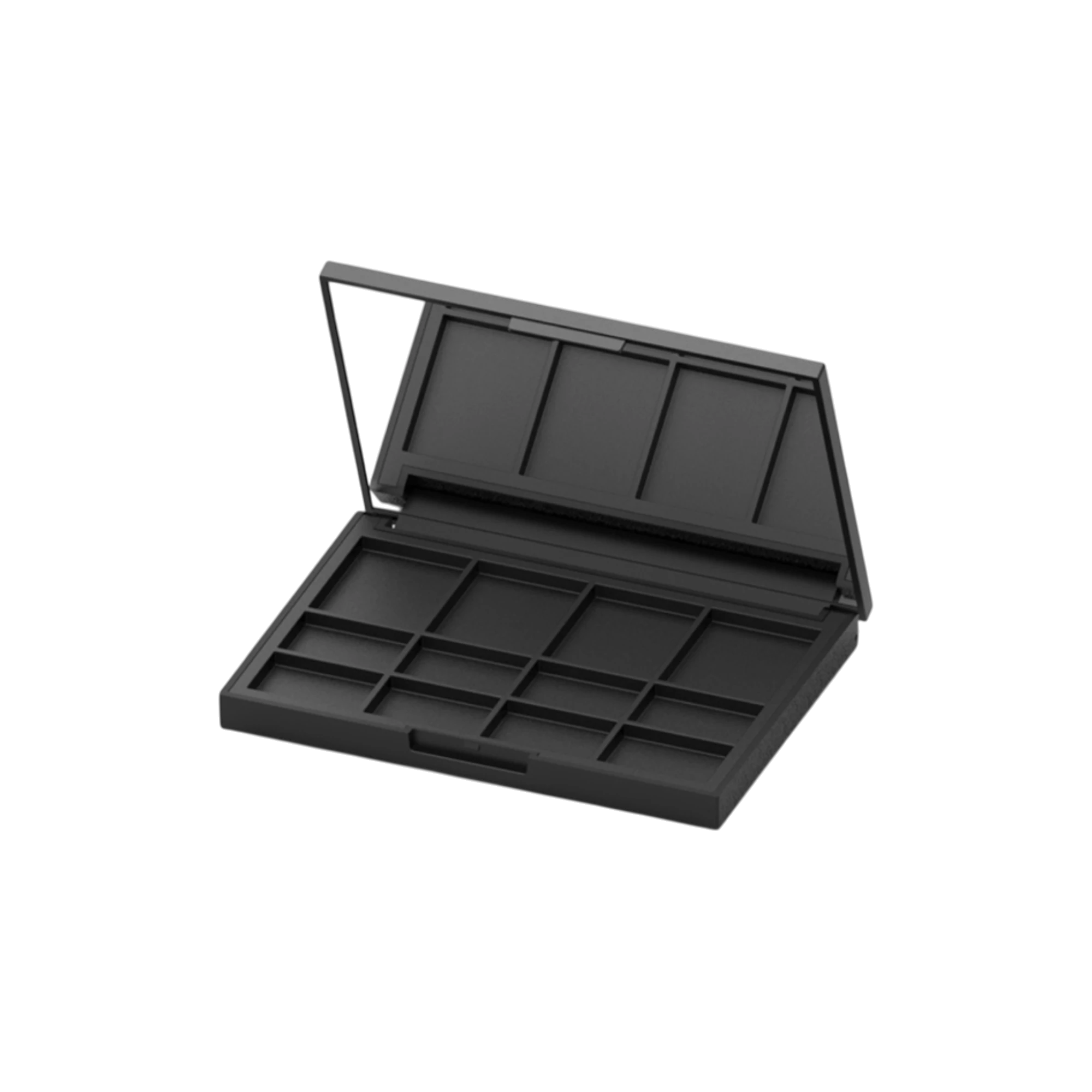 22.4g 12-Pan Rectangular ABS & PMMA Eyeshadow Palette with Rectangular Wells, Mirror & Clasp