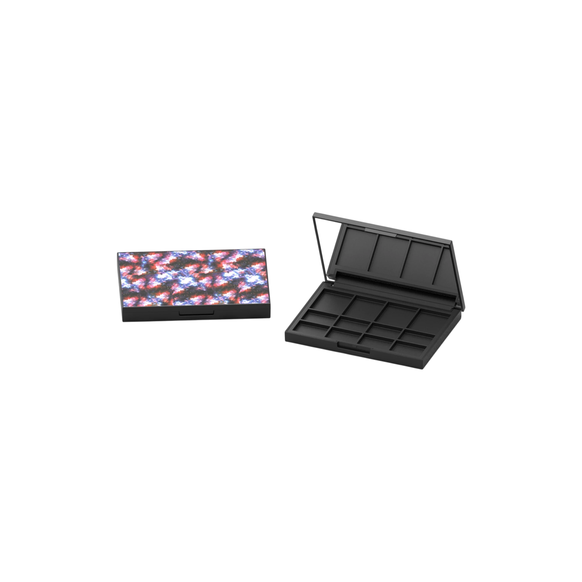 22.4g 12-Pan Rectangular ABS & PMMA Eyeshadow Palette with Rectangular Wells, Mirror & Clasp