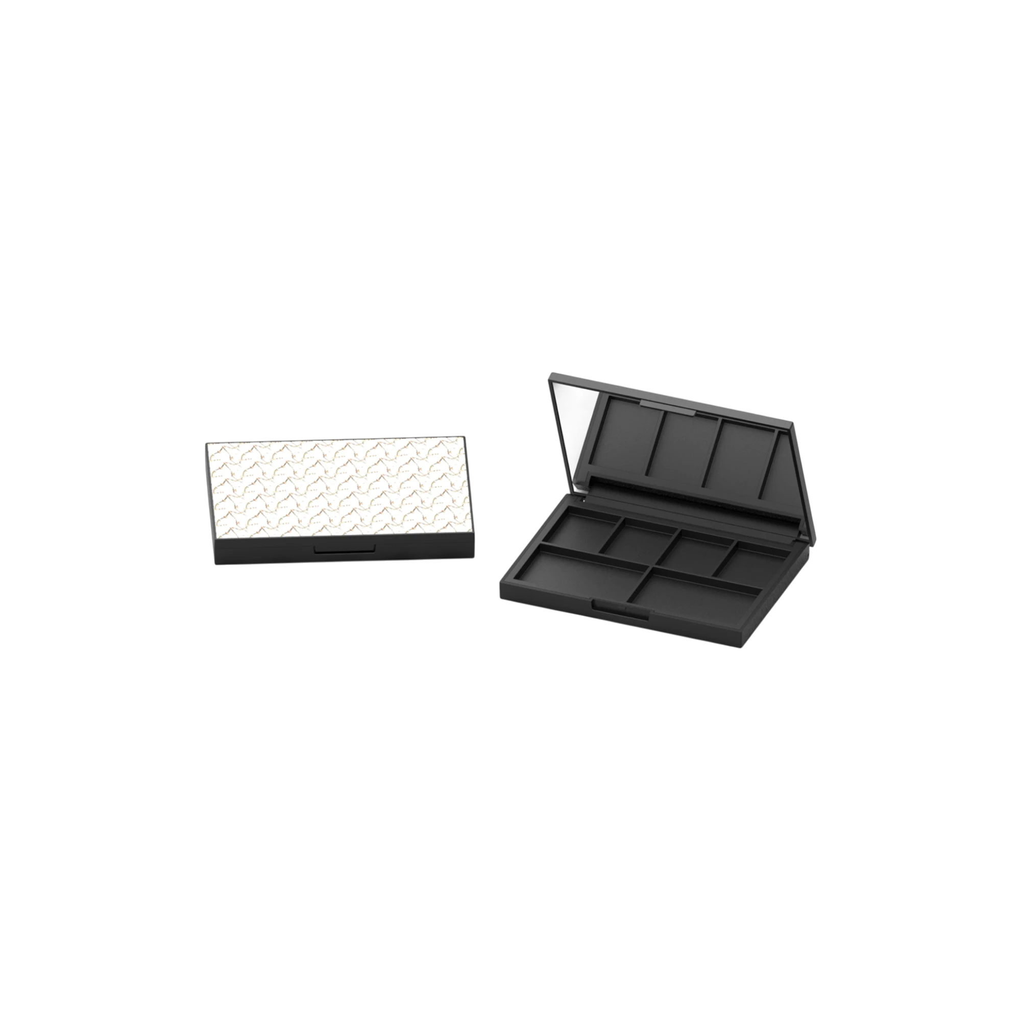33.6g 6-Pan Rectangular ABS & PMMA Eyeshadow Palette with Rectangular Wells, Mirror & Clasp Closure