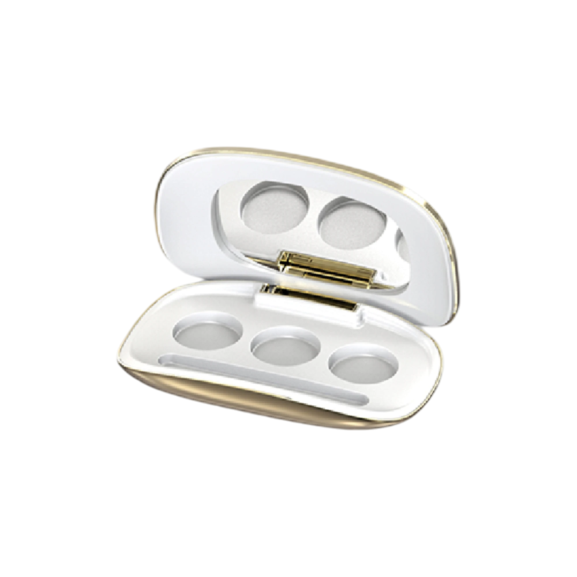 6g 3-Pan Rounded Rectangular Eyeshadow Palette with Round Wells, Mirror & Applicator Well