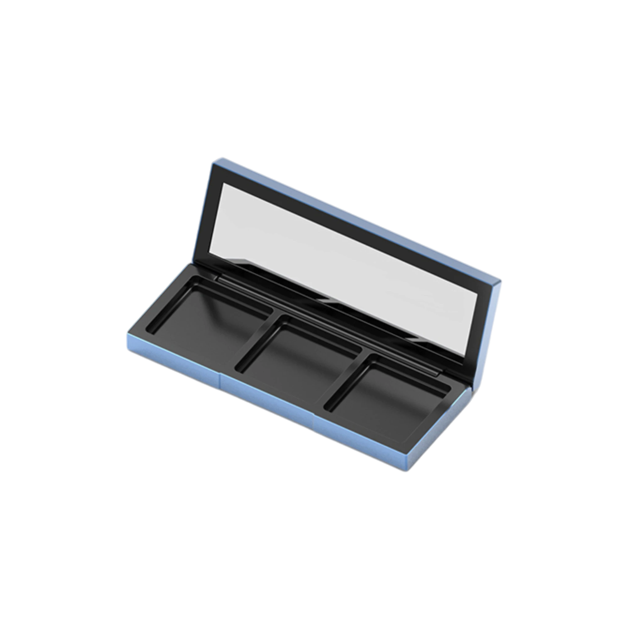 10.5g 3-Pan Rectangular Aluminum & ABS Eyeshadow Palette with Square Wells & Mirror