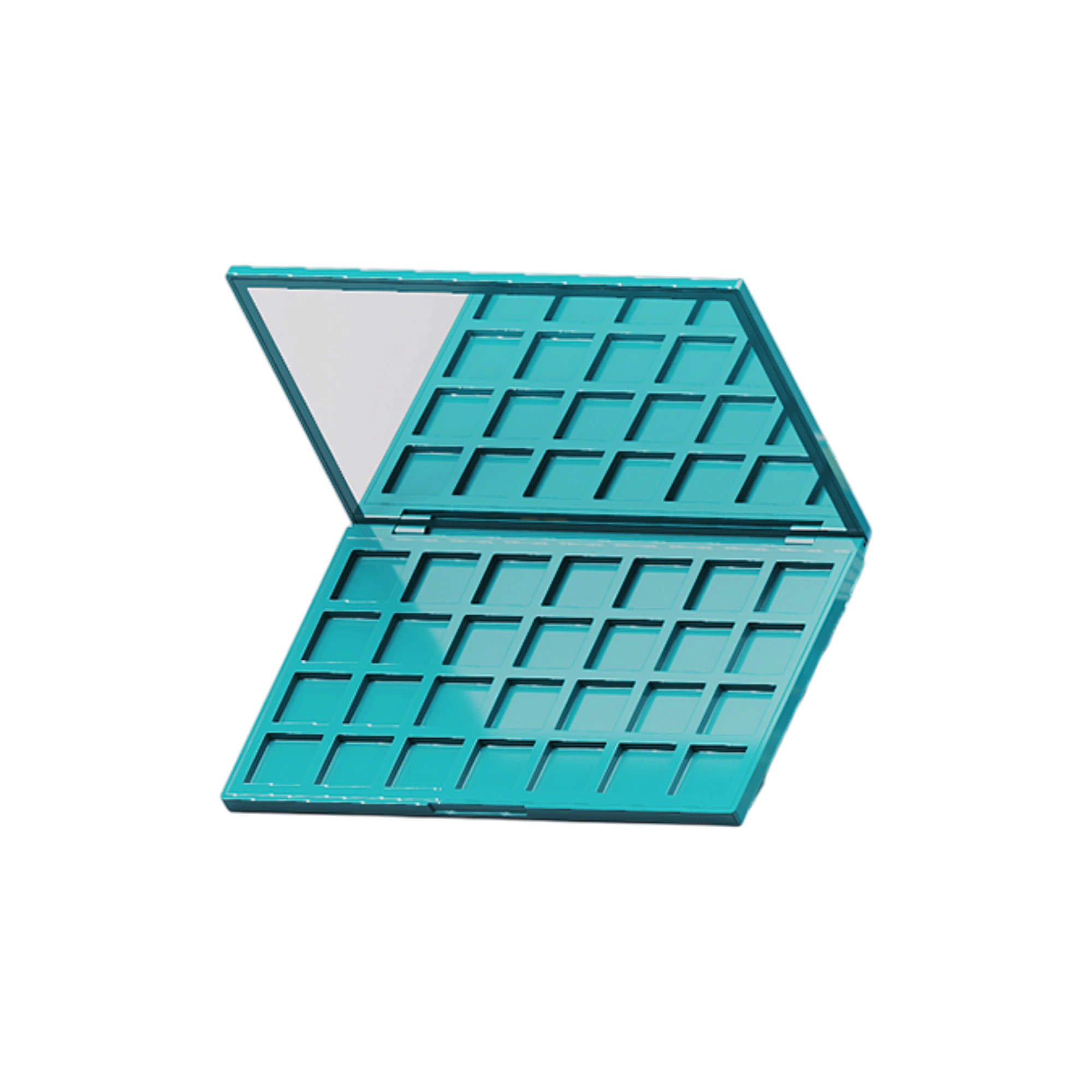 44.8g 28-Pan Rectangular ABS Eyeshadow Palette with Square Wells, Mirror & Magnetic Closure