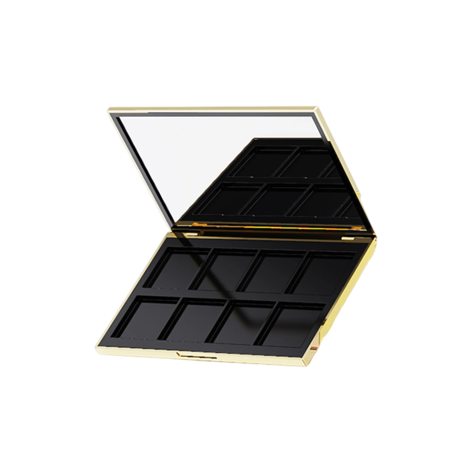 52g 8-Pan Rectangular ABS Eyeshadow Palette with Square Wells, Mirror & Magnetic Closure