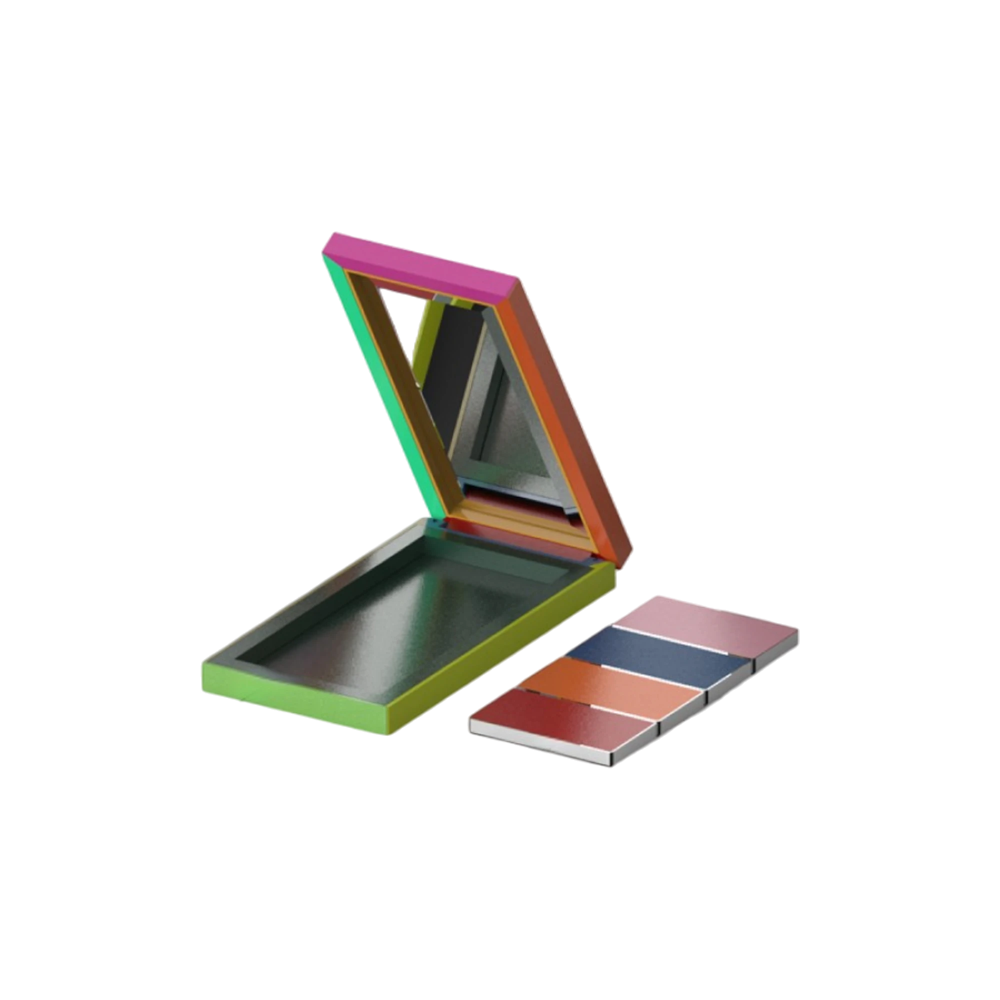 6g 4-Pan Rectangular ABS Eyeshadow Palette with Removable Aluminum Rectangular Wells & Mirror