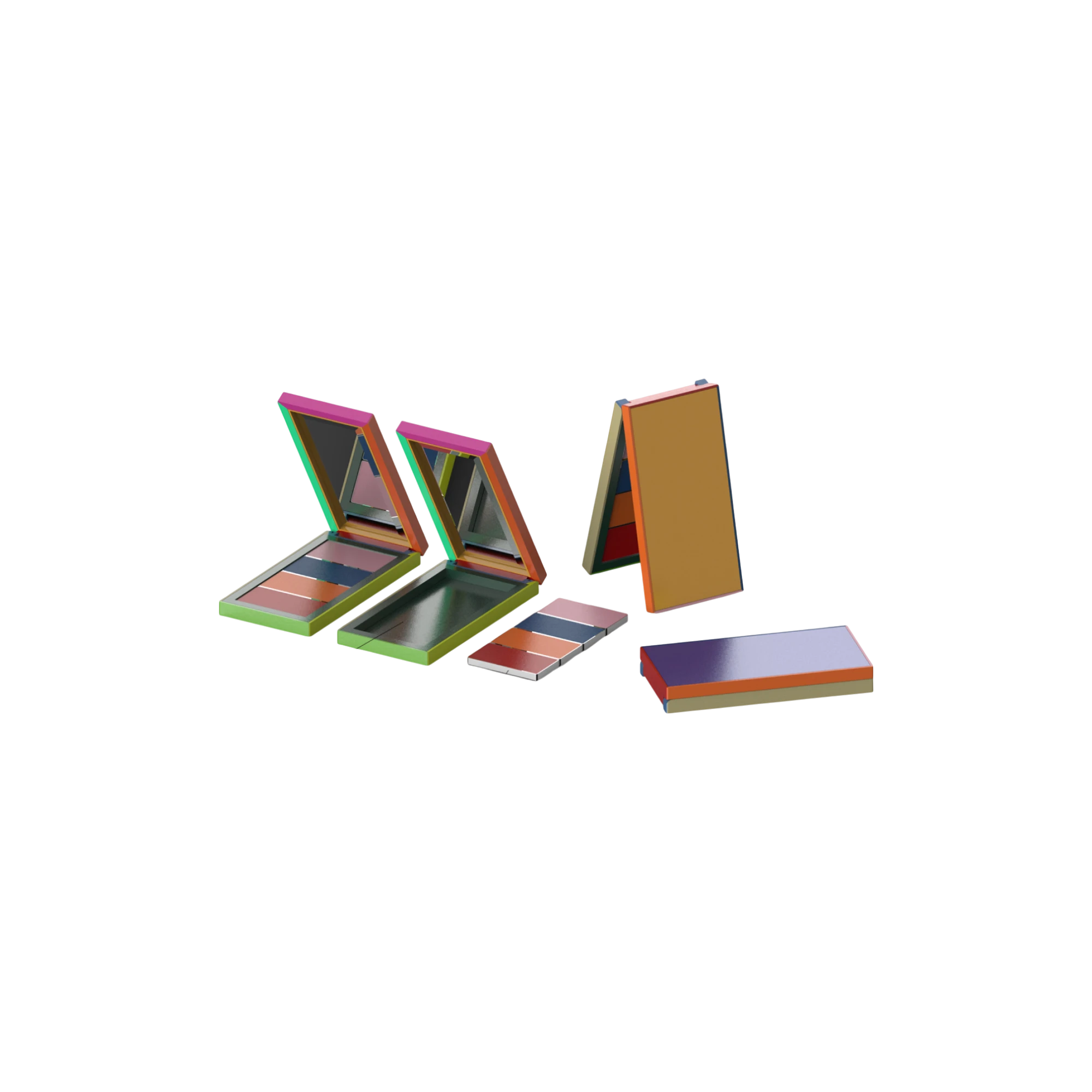 6g 4-Pan Rectangular ABS Eyeshadow Palette with Removable Aluminum Rectangular Wells & Mirror