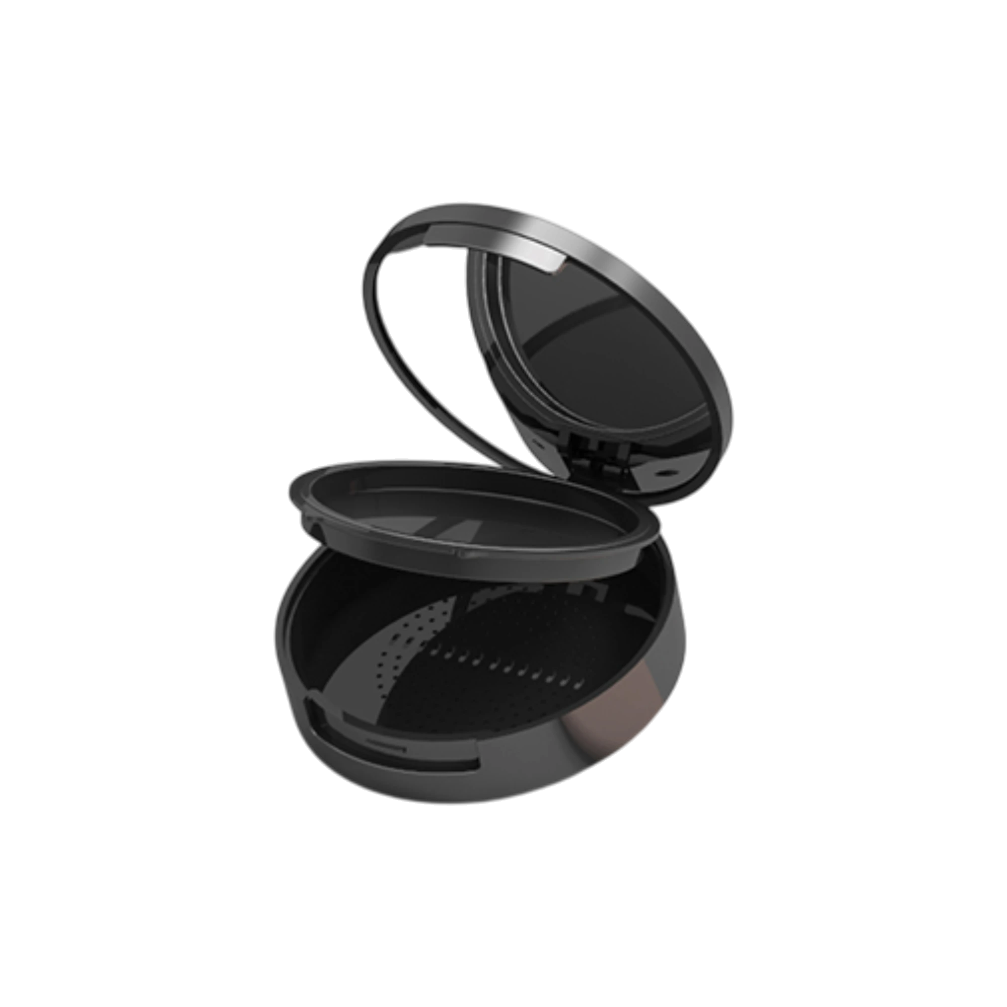 10.2g Two-Tier Single-Pan Round ABS Powder Compact with Mirror, Clasp & Applicator Well