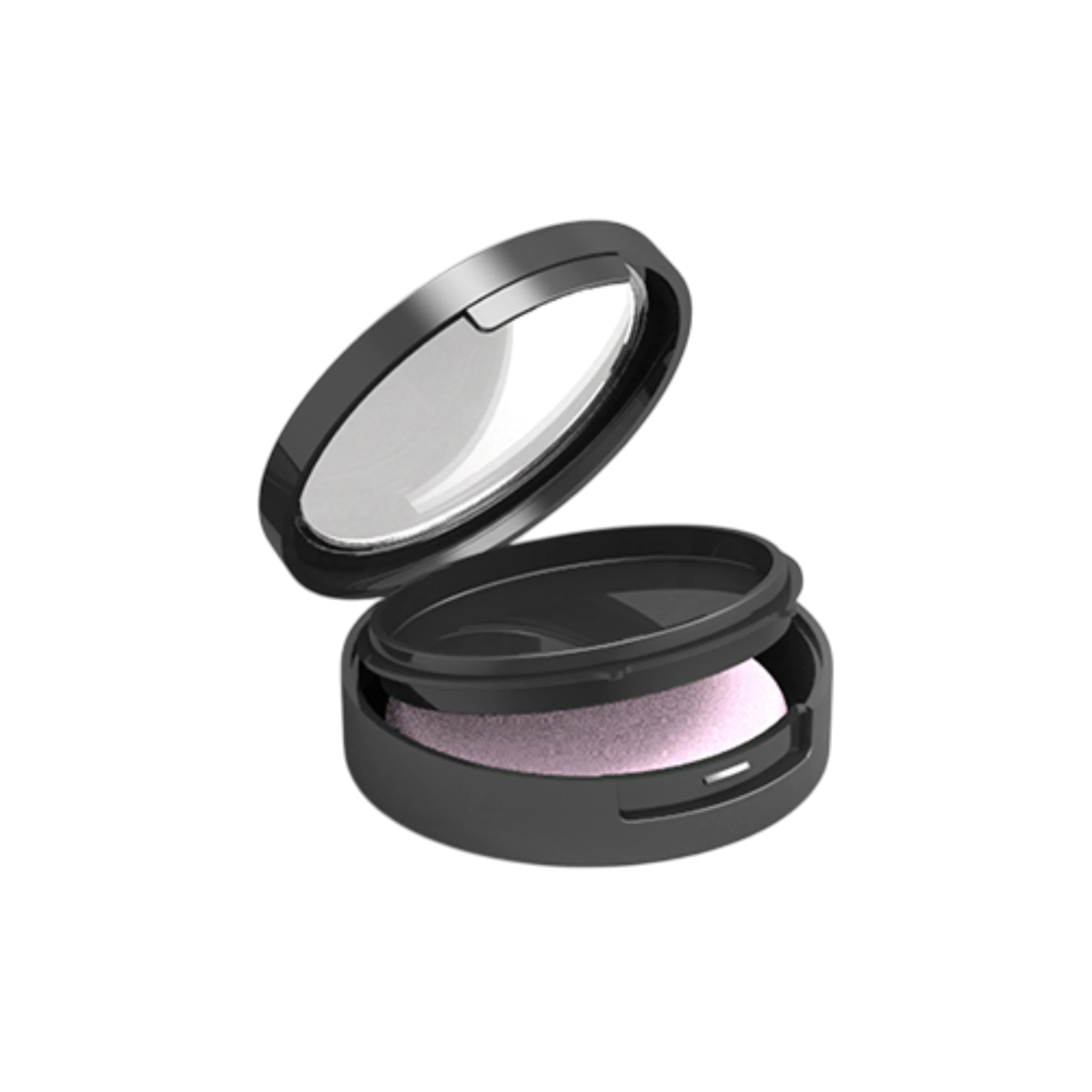 10.2g Two-Tier Single-Pan Round ABS & SAN Powder Compact with Clasp, Clear Window Lid & Applicator Well