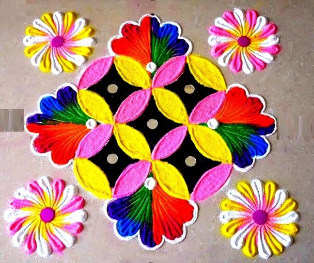 flower based diwali rangoli design