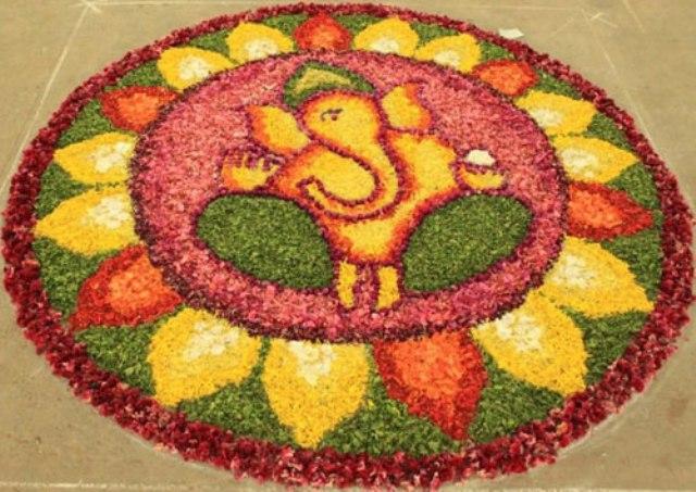 ganesh rice rangoli design